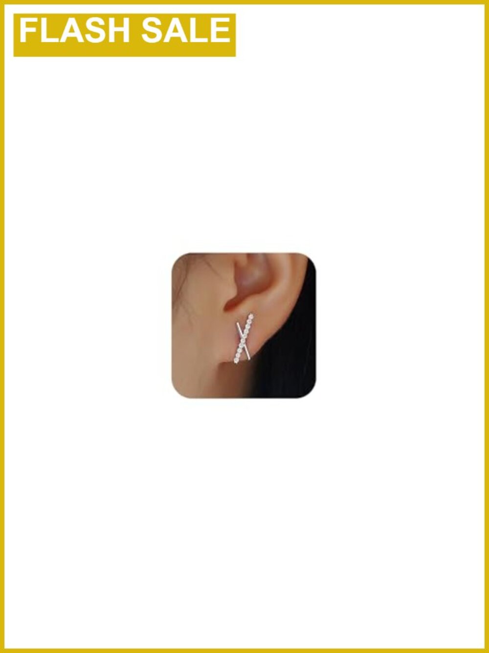 Sterling Silver Huggie Double Hoop Earrings with Cubic Zirconia